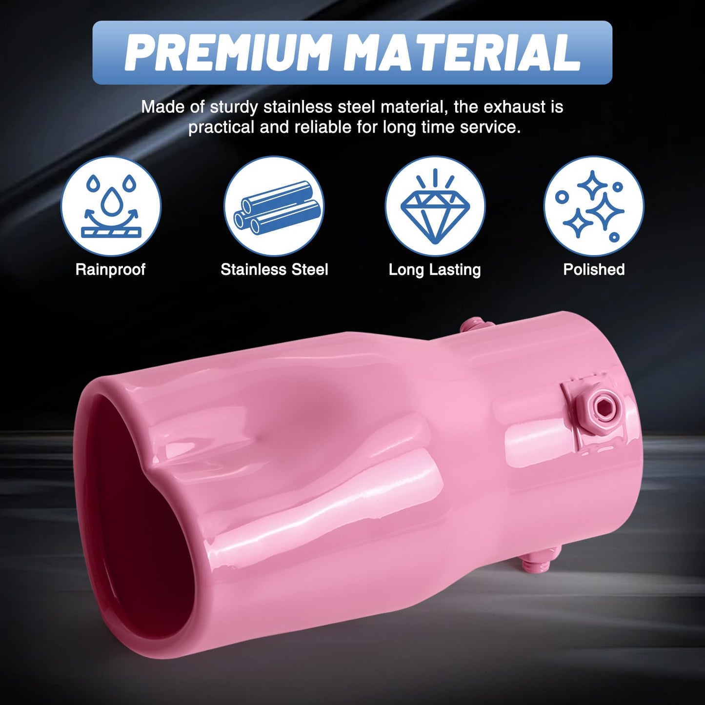 Rainbow Single Heart Shaped Exhaust Tip, 2.5" Clamp-On Tailpipe Tip
