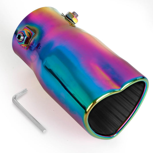 Universal Heart-Shaped Single Outlet Exhaust Tip, 2.25-Inch Clamp-On Stainless Steel Tailpipe Tip