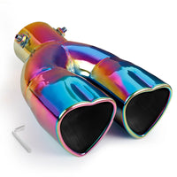 Pink Dual Heart Shaped Exhaust Tip, 2.5" Clamp-On Tailpipe Tip