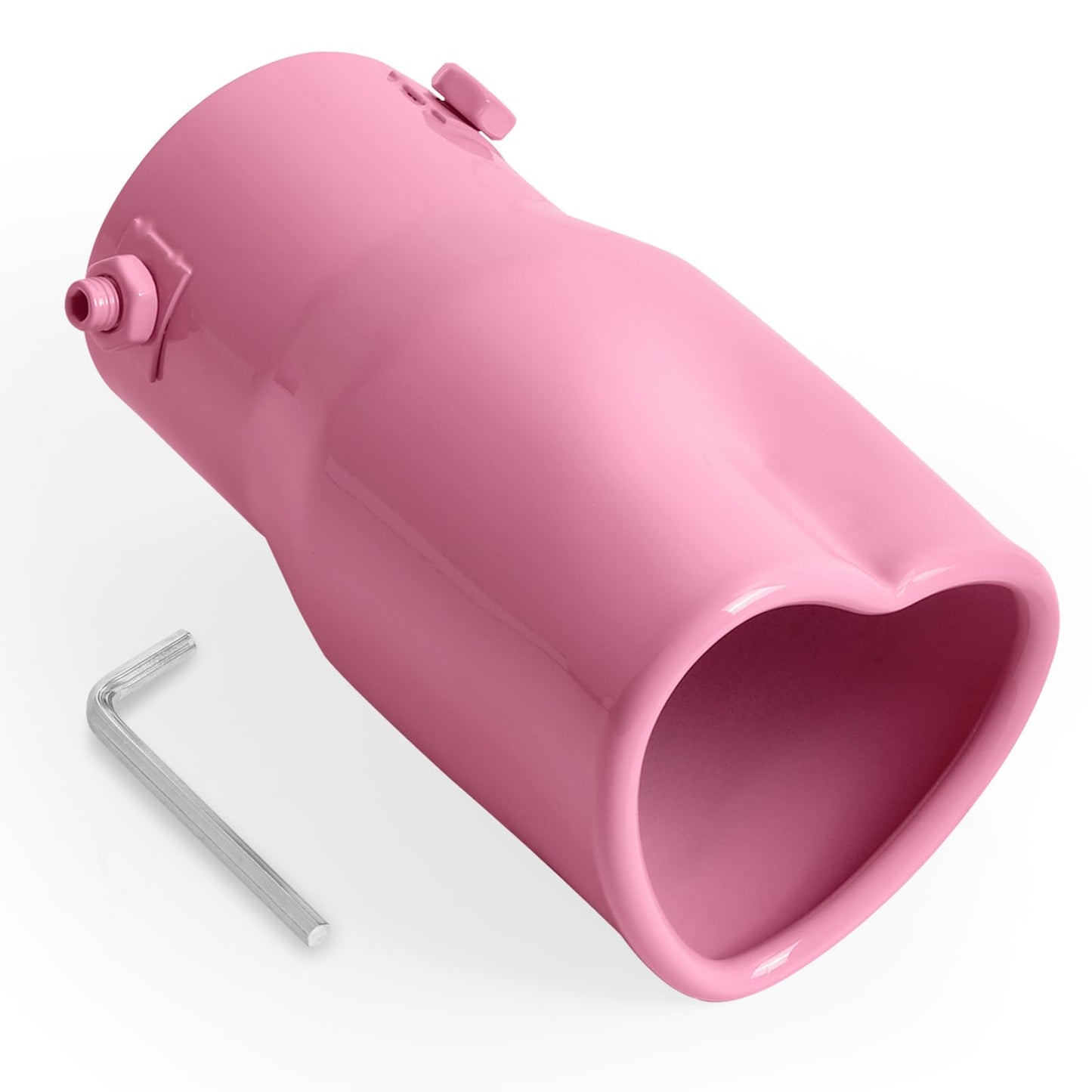 Pink Single Heart Shaped Exhaust Tip, 2.5" Clamp-On Tailpipe Tip