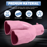 Pink Dual Heart Shaped Exhaust Tip, 2.5" Clamp-On Tailpipe Tip