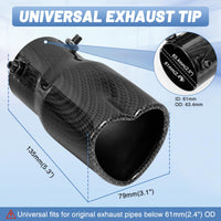 Carbon Fiber Style Single Heart Shaped Exhaust Tip, 2.5" Clamp-On Tailpipe Tip