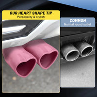 Pink Dual Heart Shaped Exhaust Tip, 2.5" Clamp-On Tailpipe Tip
