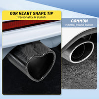 Carbon Fiber Style Single Heart Shaped Exhaust Tip, 2.5" Clamp-On Tailpipe Tip
