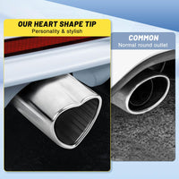 Chrome Silver Single Heart Shaped Exhaust Tip, 2.5" Clamp-On Tailpipe Tip