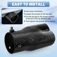 Carbon Fiber Style Single Heart Shaped Exhaust Tip, 2.5" Clamp-On Tailpipe Tip