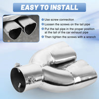 Chrome Silver Dual Heart Shaped Exhaust Tip, 2.5" Clamp-On Tailpipe Tip